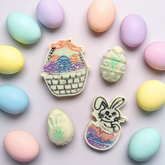 Mint and white jasmine Easter shapes