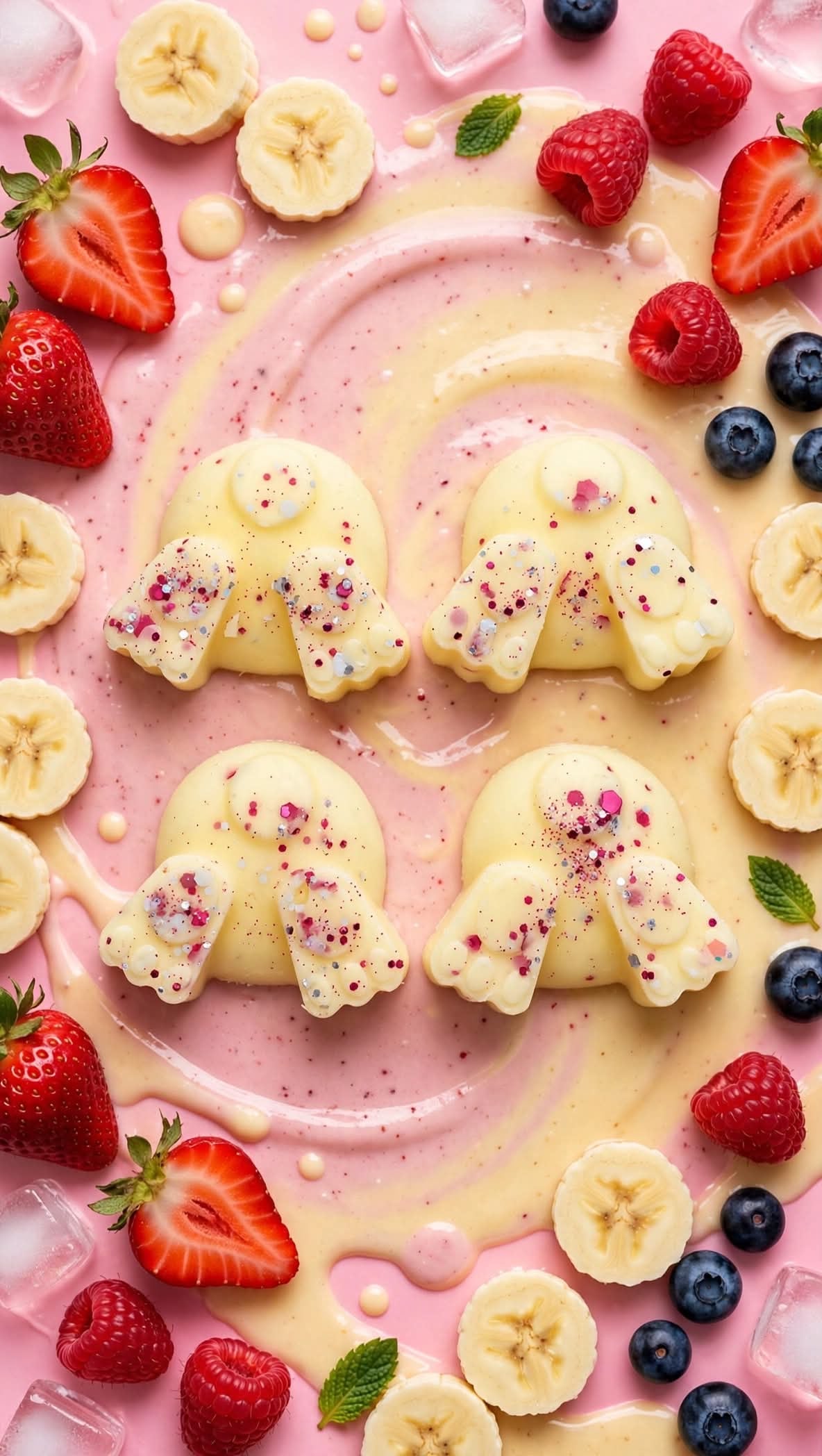 Banana berry smoothie bunny butts